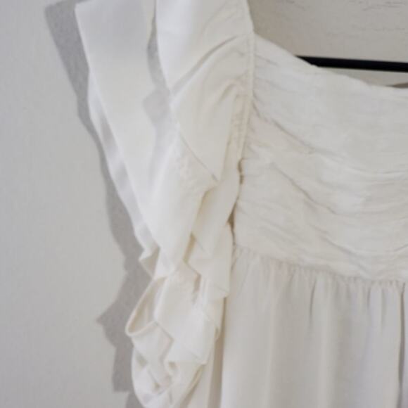 BAR III WHITE RUFFLED sleeve‎ tank top Medium - Picture 3 of 5